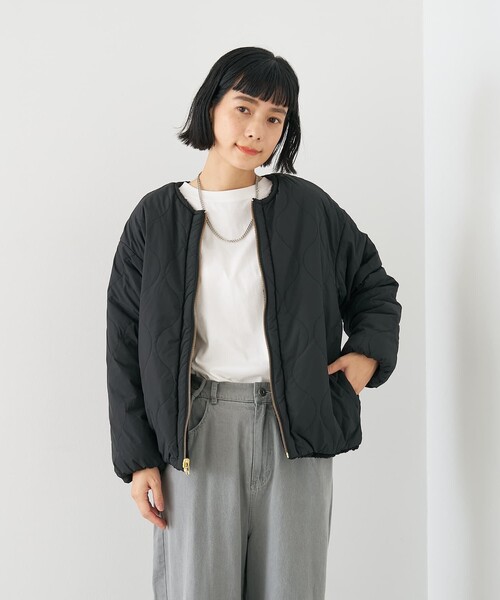 collex(コレックス)の「キルト×ボアリバーシブル中綿ブルゾン(ブルゾン・レディース・ブラック/カーキ/ベージュ・フリー)」の1枚目の写真