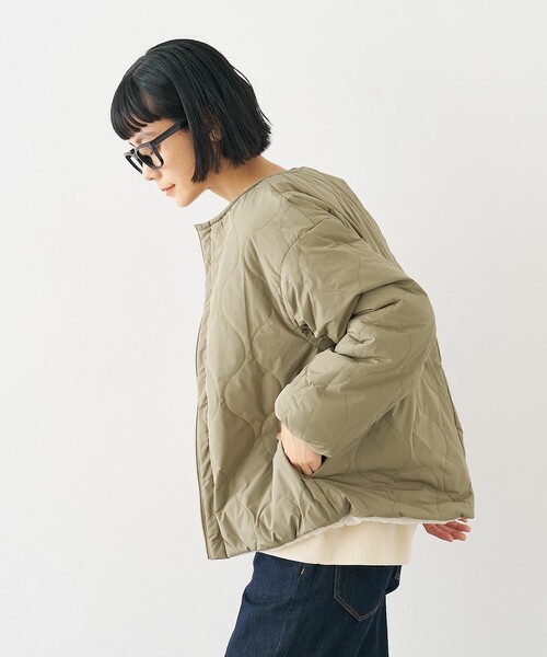 collex(コレックス)の「キルト×ボアリバーシブル中綿ブルゾン(ブルゾン・レディース・ブラック/カーキ/ベージュ・フリー)」の10枚目の写真