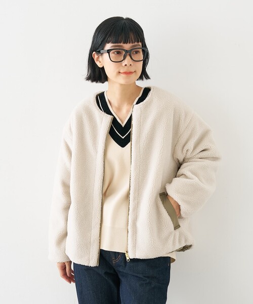 collex(コレックス)の「キルト×ボアリバーシブル中綿ブルゾン(ブルゾン・レディース・ブラック/カーキ/ベージュ・フリー)」の12枚目の写真