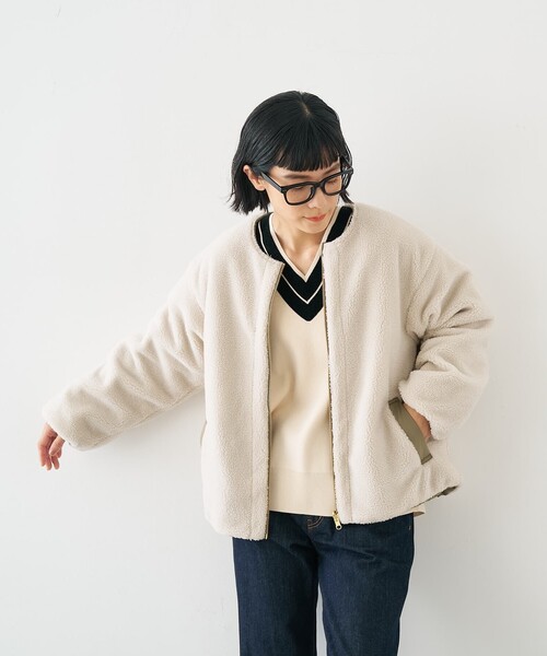 collex(コレックス)の「キルト×ボアリバーシブル中綿ブルゾン(ブルゾン・レディース・ブラック/カーキ/ベージュ・フリー)」の13枚目の写真