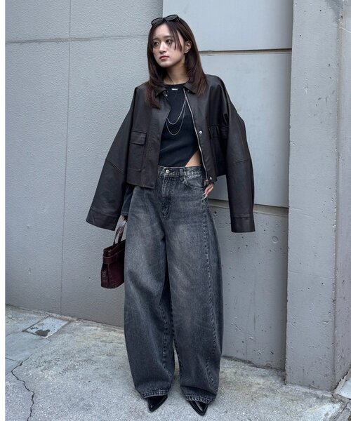 mline（エムライン）の「[mline]オーバーショート レザージャケット（その他アウター・レディース・ブラウン/ブラック・FREE）」の16枚目の写真