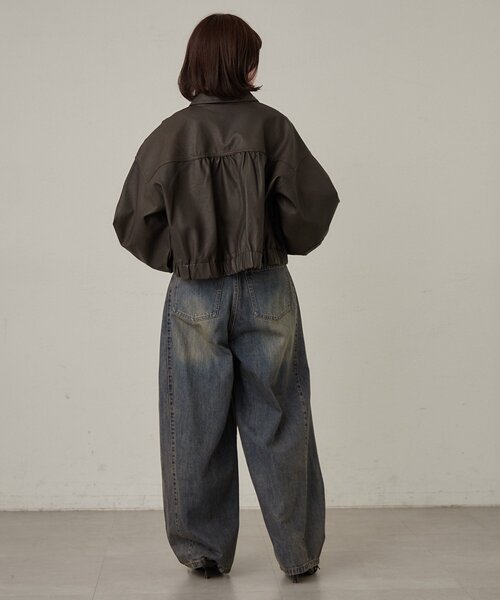mline（エムライン）の「[mline]オーバーショート レザージャケット（その他アウター・レディース・ブラウン/ブラック・FREE）」の3枚目の写真