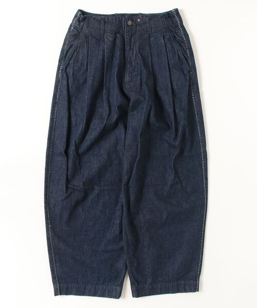 my beautiful landlet（マイビューティフルランドレット）の「【my beautiful landlet】12.5oz DENIM TUCK WIDE PANTS - One Wash（デニムパンツ・メンズ・ブラック/ブルー・1/2/0）」の7枚目の写真