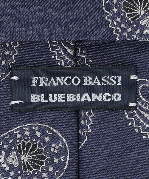 【新品】FRANCO BASSI／ペイズリーモチーフ／ジャガードタイ／ネイビー FRANCO BASSI＞ ネイビー ペイズリー ジャガード ネクタイ（ネクタイ