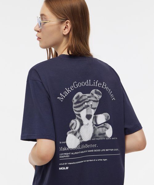 MATCHGLOBE(マッチグローブ)の「フロントバッグプリンテッドボックスT(ネイビー)(Tシャツ/カットソー・レディース・その他・FREE)」の1枚目の写真