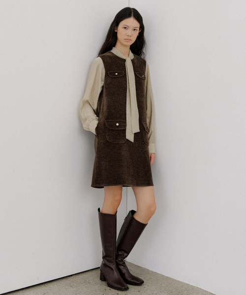 OCTETTE(オテット)の「CORDUROY MINI POCKET OPS_BROWN(ワンピース・レディース・ブラウン・FREE)」の6枚目の写真
