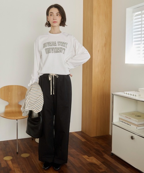 ANGIE（アンジー）の「【丈が選べる】ツイルイージーパンツ（チノパンツ・レディース・ライトベージュ/ブラック/ベージュ・MT/MEDIUM）」の5枚目の写真