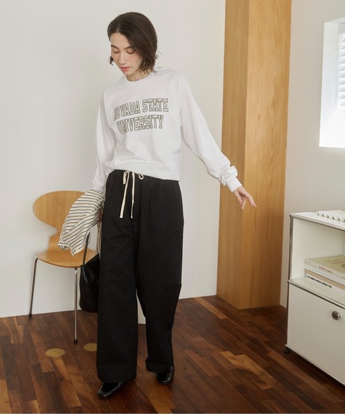 ANGIE（アンジー）の「【丈が選べる】ツイルイージーパンツ（チノパンツ・レディース・ライトベージュ/ブラック/ベージュ・MT/MEDIUM）」の6枚目の写真