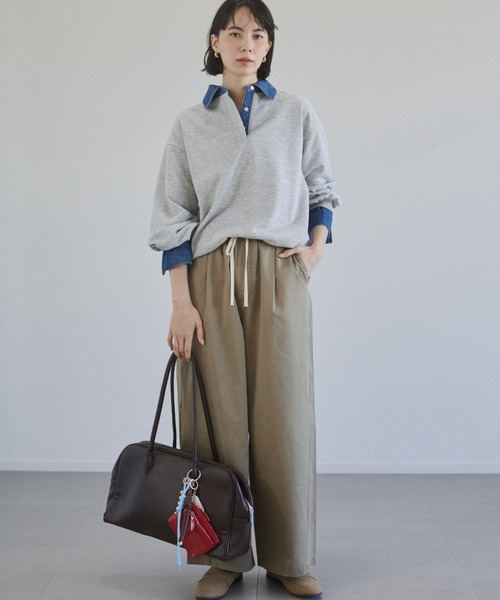 ANGIE（アンジー）の「【丈が選べる】ツイルイージーパンツ（チノパンツ・レディース・ライトベージュ/ブラック/ベージュ・MT/MEDIUM）」の8枚目の写真