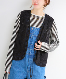 B.C STOCK（ベーセーストック）の「《追加5》手洗い可   メッシュ刺繍ベスト（その他アウター）」