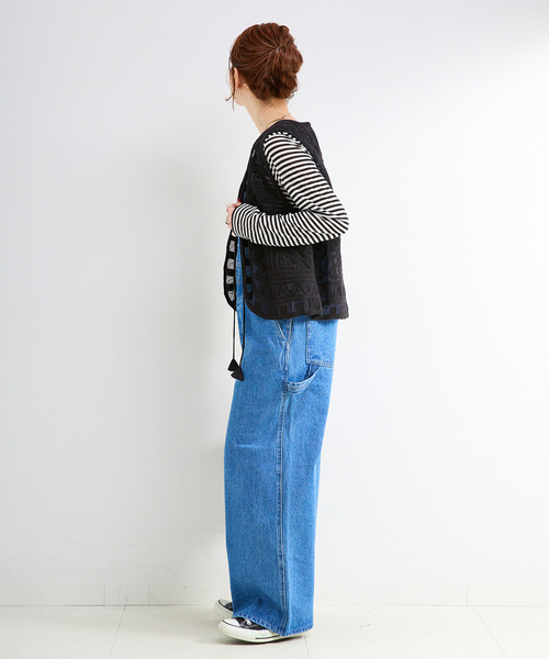 B.C STOCK（ベーセーストック）の「《追加5》手洗い可 / メッシュ刺繍ベスト（その他アウター・レディース・ブラック/アイボリー・FREE）」の5枚目の写真