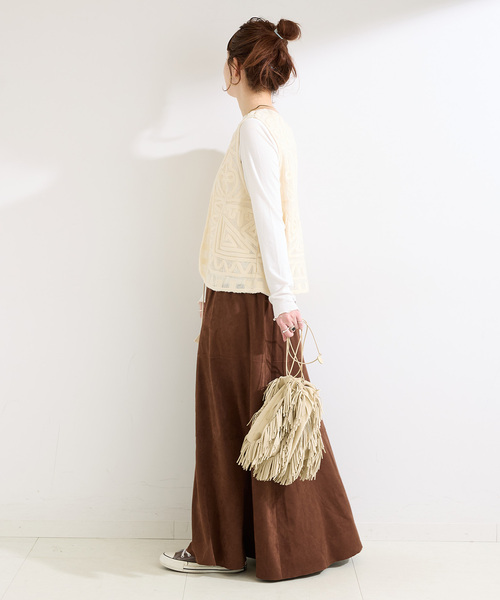 B.C STOCK（ベーセーストック）の「《追加5》手洗い可 / メッシュ刺繍ベスト（その他アウター・レディース・ブラック/アイボリー・FREE）」の12枚目の写真
