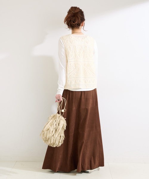 B.C STOCK（ベーセーストック）の「《追加5》手洗い可 / メッシュ刺繍ベスト（その他アウター・レディース・ブラック/アイボリー・FREE）」の13枚目の写真