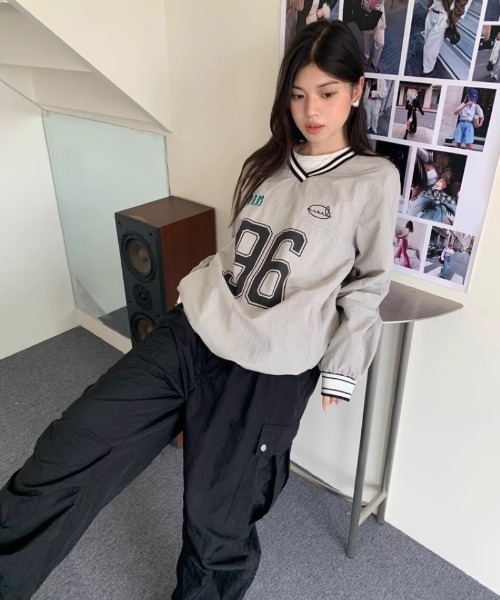 Ritzy(リッツィー)の「ナンバープリントベースボールシャツ(Tシャツ/カットソー・レディース・ネイビー/グレー・M/L)」の7枚目の写真