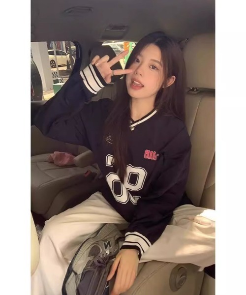 Ritzy(リッツィー)の「ナンバープリントベースボールシャツ(Tシャツ/カットソー・レディース・ネイビー/グレー・M/L)」の5枚目の写真