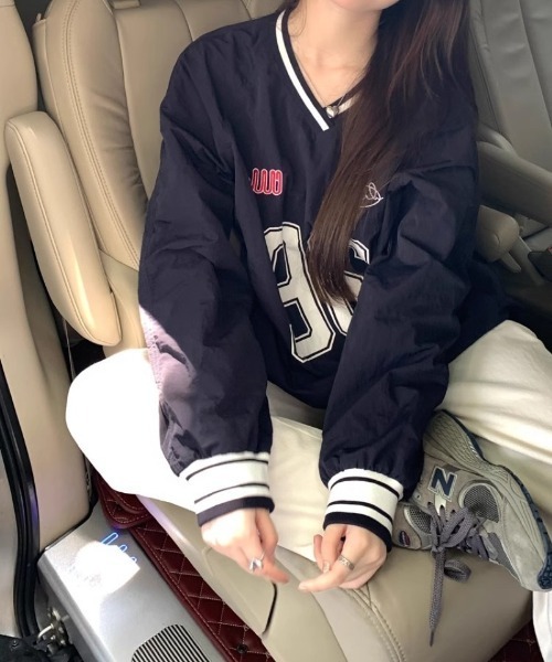 Ritzy(リッツィー)の「ナンバープリントベースボールシャツ(Tシャツ/カットソー・レディース・ネイビー/グレー・M/L)」の16枚目の写真