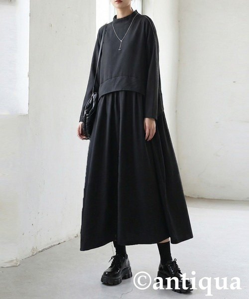 antiqua(アンティカ)の「ロングワンピース(ワンピース・レディース・ブラック/グレー・ONESIZE)」の3枚目の写真