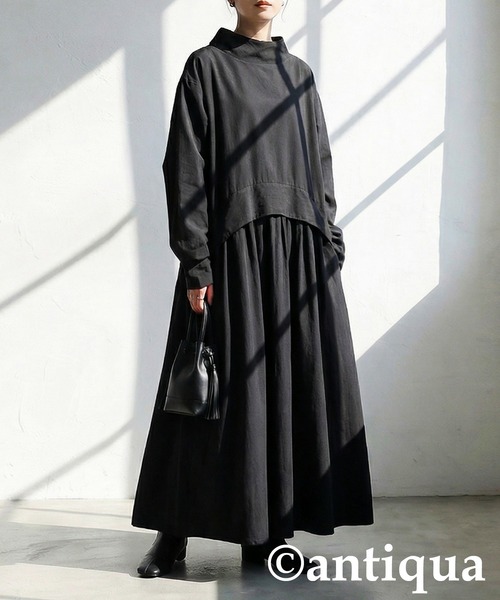 antiqua(アンティカ)の「ロングワンピース(ワンピース・レディース・ブラック/グレー・ONESIZE)」の6枚目の写真