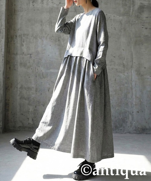 antiqua(アンティカ)の「ロングワンピース(ワンピース・レディース・ブラック/グレー・ONESIZE)」の8枚目の写真