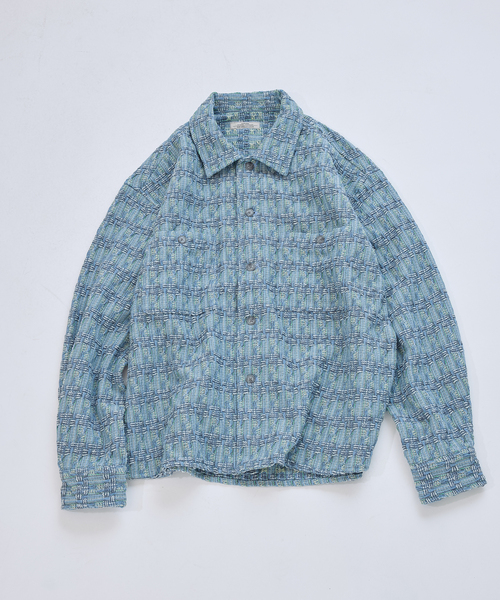 JOURNAL STANDARD relume（ジャーナルスタンダード　レリューム）の「ファンシー ツィード CPO シャツブルゾン（シャツ/ブラウス・メンズ・サックスブルー/オレンジ系その他/グリーン系その他・MEDIUM/LARGE）」の3枚目の写真