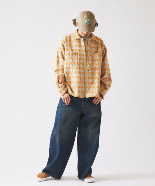 JOURNAL STANDARD relume（ジャーナルスタンダード　レリューム）の「ファンシー ツィード CPO シャツブルゾン（シャツ/ブラウス・メンズ・サックスブルー/オレンジ系その他/グリーン系その他・MEDIUM/LARGE）」の12枚目の写真