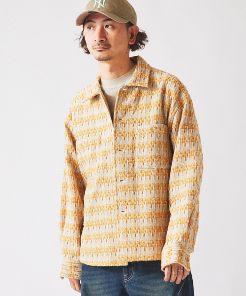 JOURNAL STANDARD relume（ジャーナルスタンダード　レリューム）の「ファンシー ツィード CPO シャツブルゾン（シャツ/ブラウス・メンズ・サックスブルー/オレンジ系その他/グリーン系その他・MEDIUM/LARGE）」の15枚目の写真