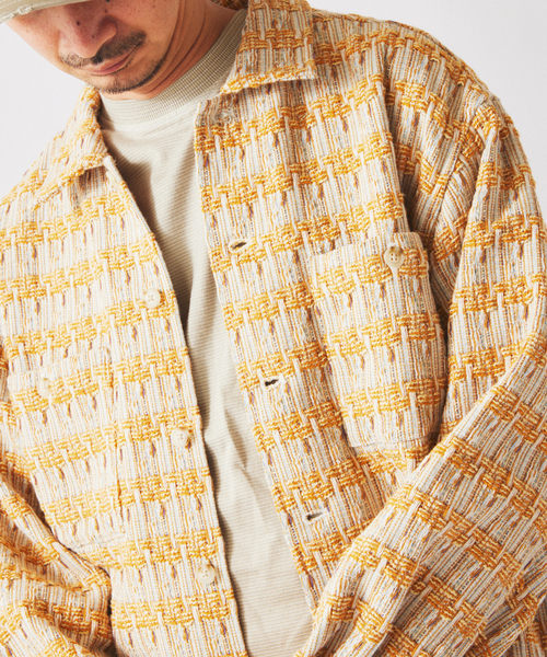 JOURNAL STANDARD relume（ジャーナルスタンダード　レリューム）の「ファンシー ツィード CPO シャツブルゾン（シャツ/ブラウス・メンズ・サックスブルー/オレンジ系その他/グリーン系その他・MEDIUM/LARGE）」の16枚目の写真