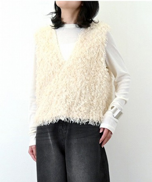 STYLEBLOCK(スタイルブロック)の「フリンジ2WAYベスト(ベスト・レディース・グレー/アイボリー/ブラック/グリーン系その他・M)」の1枚目の写真