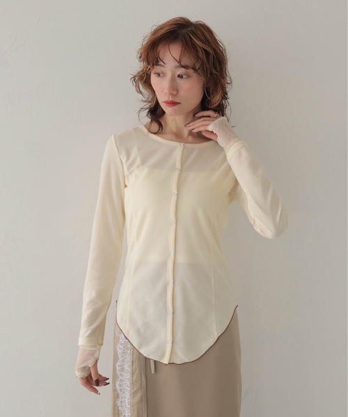 CLEIO(クレイオ)の「【CLEIO】ウエストシェイプ袖レイヤードデザイントップス WAIST-SHAPED SLEEVE LAYERED DESIGN TOPS(Tシャツ/カットソー・レディース・ホワイト系その他/モカ・FREE)」の4枚目の写真