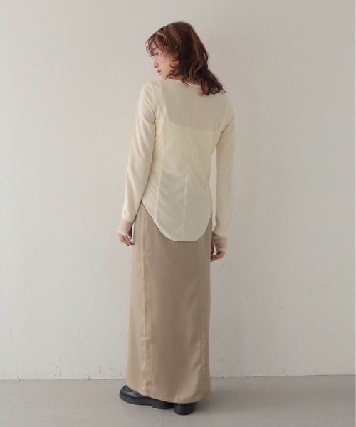 CLEIO(クレイオ)の「【CLEIO】ウエストシェイプ袖レイヤードデザイントップス WAIST-SHAPED SLEEVE LAYERED DESIGN TOPS(Tシャツ/カットソー・レディース・ホワイト系その他/モカ・FREE)」の13枚目の写真