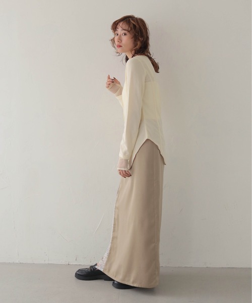 CLEIO(クレイオ)の「【CLEIO】ウエストシェイプ袖レイヤードデザイントップス WAIST-SHAPED SLEEVE LAYERED DESIGN TOPS(Tシャツ/カットソー・レディース・ホワイト系その他/モカ・FREE)」の11枚目の写真