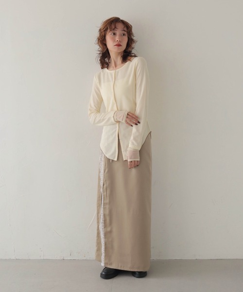 CLEIO(クレイオ)の「【CLEIO】ウエストシェイプ袖レイヤードデザイントップス WAIST-SHAPED SLEEVE LAYERED DESIGN TOPS(Tシャツ/カットソー・レディース・ホワイト系その他/モカ・FREE)」の12枚目の写真