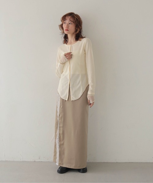 CLEIO(クレイオ)の「【CLEIO】ウエストシェイプ袖レイヤードデザイントップス WAIST-SHAPED SLEEVE LAYERED DESIGN TOPS(Tシャツ/カットソー・レディース・ホワイト系その他/モカ・FREE)」の10枚目の写真