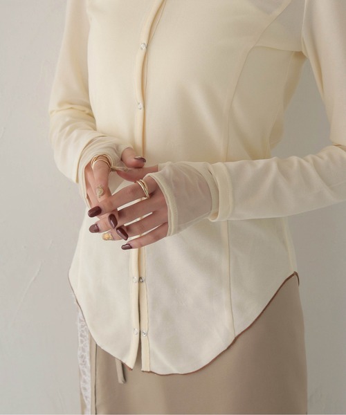CLEIO(クレイオ)の「【CLEIO】ウエストシェイプ袖レイヤードデザイントップス WAIST-SHAPED SLEEVE LAYERED DESIGN TOPS(Tシャツ/カットソー・レディース・ホワイト系その他/モカ・FREE)」の8枚目の写真