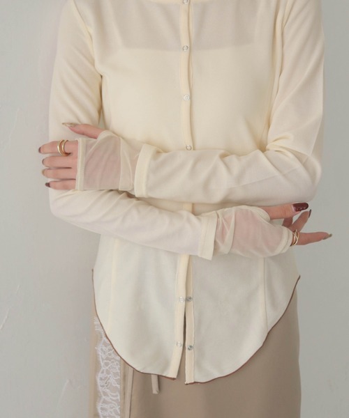 CLEIO(クレイオ)の「【CLEIO】ウエストシェイプ袖レイヤードデザイントップス WAIST-SHAPED SLEEVE LAYERED DESIGN TOPS(Tシャツ/カットソー・レディース・ホワイト系その他/モカ・FREE)」の7枚目の写真