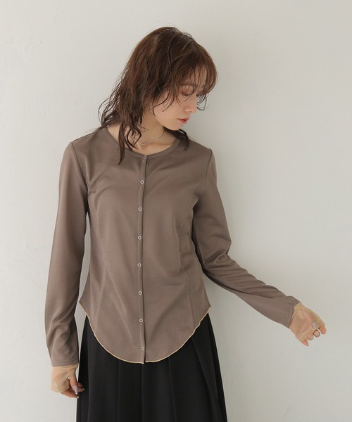CLEIO(クレイオ)の「【CLEIO】ウエストシェイプ袖レイヤードデザイントップス WAIST-SHAPED SLEEVE LAYERED DESIGN TOPS(Tシャツ/カットソー・レディース・ホワイト系その他/モカ・FREE)」の15枚目の写真