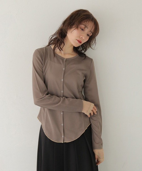 CLEIO(クレイオ)の「【CLEIO】ウエストシェイプ袖レイヤードデザイントップス WAIST-SHAPED SLEEVE LAYERED DESIGN TOPS(Tシャツ/カットソー・レディース・ホワイト系その他/モカ・FREE)」の17枚目の写真