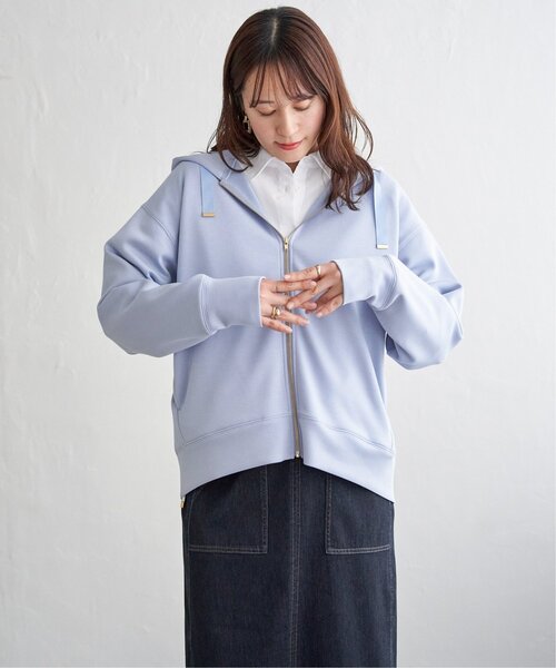 ikka(イッカ)の「GOKU楽カノコダンボールパーカ【親子コーデ】(パーカー・レディース・グレイッシュベージュ/サックスブルー/オフホワイト/チャコール・L/M)」の5枚目の写真