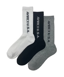 MAISON mou（メゾンムー）の「【AVIREX/アヴィレックス】Daily Ribbed 3P Socks ソックス25-27cm（ソックス/靴下）」