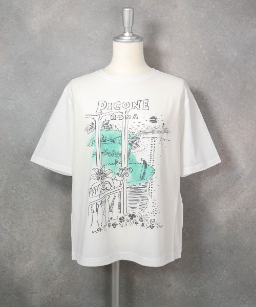 STUDIO PICONE(スタジオピッコーネ)の「コットン100%冷感プリントプルオーバー(Tシャツ/カットソー・レディース・ホワイト×グリーン/ホワイト×パープル/ホワイト系その他・LL/L/M)」の2枚目の写真