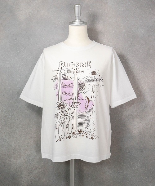 STUDIO PICONE(スタジオピッコーネ)の「コットン100%冷感プリントプルオーバー(Tシャツ/カットソー・レディース・ホワイト×グリーン/ホワイト×パープル/ホワイト系その他・LL/L/M)」の7枚目の写真