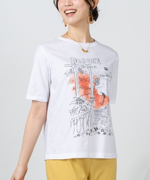 STUDIO PICONE(スタジオピッコーネ)の「コットン100%冷感プリントプルオーバー(Tシャツ/カットソー・レディース・ホワイト×グリーン/ホワイト×パープル/ホワイト系その他・LL/L/M)」の8枚目の写真