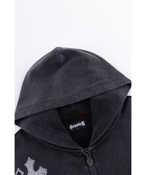 SUPPLIER（サプライヤー）の「ジップパーカー｜Multiple Cross Rhinestone Zip Hoodie｜SUPPLIER（パーカー・メンズ・ブラック/ブルー・SMALL/MEDIUM/LARGE/X-LARGE）」の6枚目の写真