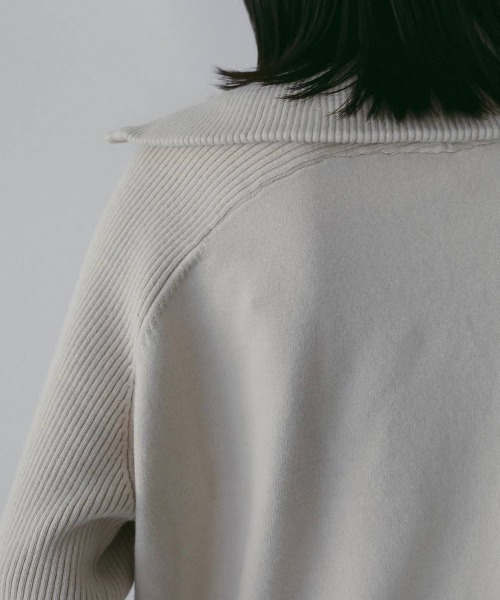 MIDWEST（ミッドウエスト）の「anuke  Zip Rib Knit（ニット/セーター・レディース・ベージュ/ダークグレー・FREE）」の16枚目の写真