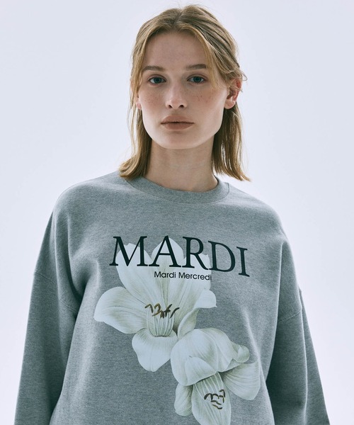 マルディメクルディ Mardi Mercredi スウェット グレー×グリーン Mardi Mercredi（マルディメクルディ） スウェット CROPPED SWEATSHIRT