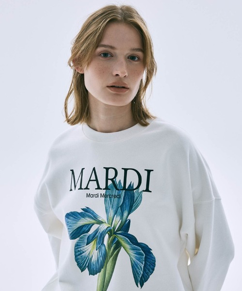 Mardi Mercredi(マルディメクルディ)の「SWEATSHIRT LILIES/ スウェット シャツ リリー(スウェット・レディース・グレー/ヘザーグレー/ホワイト・FREE)」の2枚目の写真