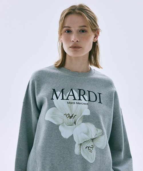 Mardi Mercredi(マルディメクルディ)の「SWEATSHIRT LILIES/ スウェット シャツ リリー(スウェット・レディース・グレー/ヘザーグレー/ホワイト・FREE)」の5枚目の写真