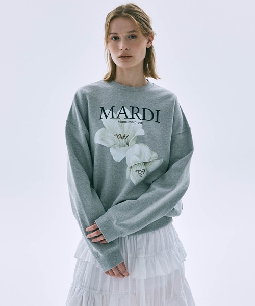 マルディメクルディ Mardi Mercredi スウェット グレー×グリーン Mardi Mercredi（マルディメクルディ） スウェット CROPPED SWEATSHIRT