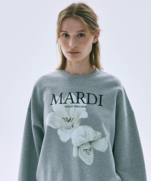Mardi Mercredi(マルディメクルディ)の「SWEATSHIRT LILIES/ スウェット シャツ リリー(スウェット・レディース・グレー/ヘザーグレー/ホワイト・FREE)」の7枚目の写真