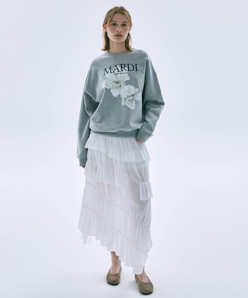 Mardi Mercredi(マルディメクルディ)の「SWEATSHIRT LILIES/ スウェット シャツ リリー(スウェット・レディース・グレー/ヘザーグレー/ホワイト・FREE)」の9枚目の写真